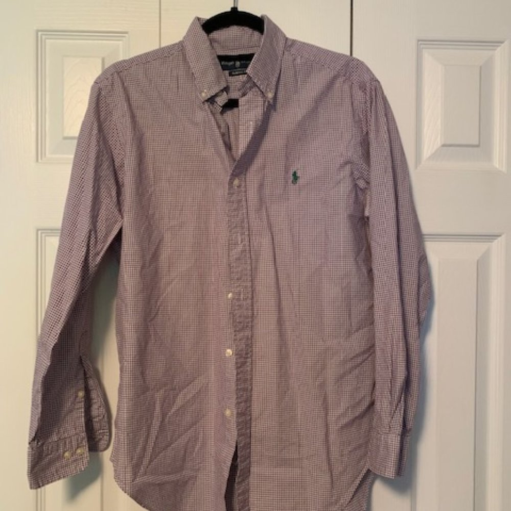 Ralph Lauren purple boxes button down shirt